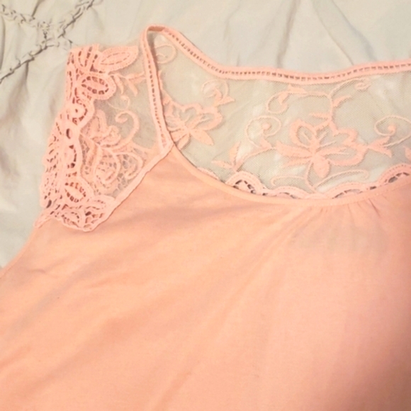 Ana JCPENNEY Lace Crocheted Coral Pink Tank 3X Ruffle Edge light weight Fall - Picture 2 of 5